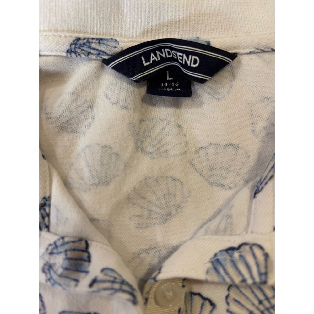 Lands’ End Printed Polo Shirt – Seashell Pattern – Women’s Large - Picture 3 of 4
